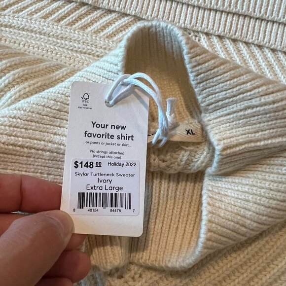 Marine Layer Skylar Turtleneck Sweater Extra Large Ivory Wool Blend - Picture 6 of 8